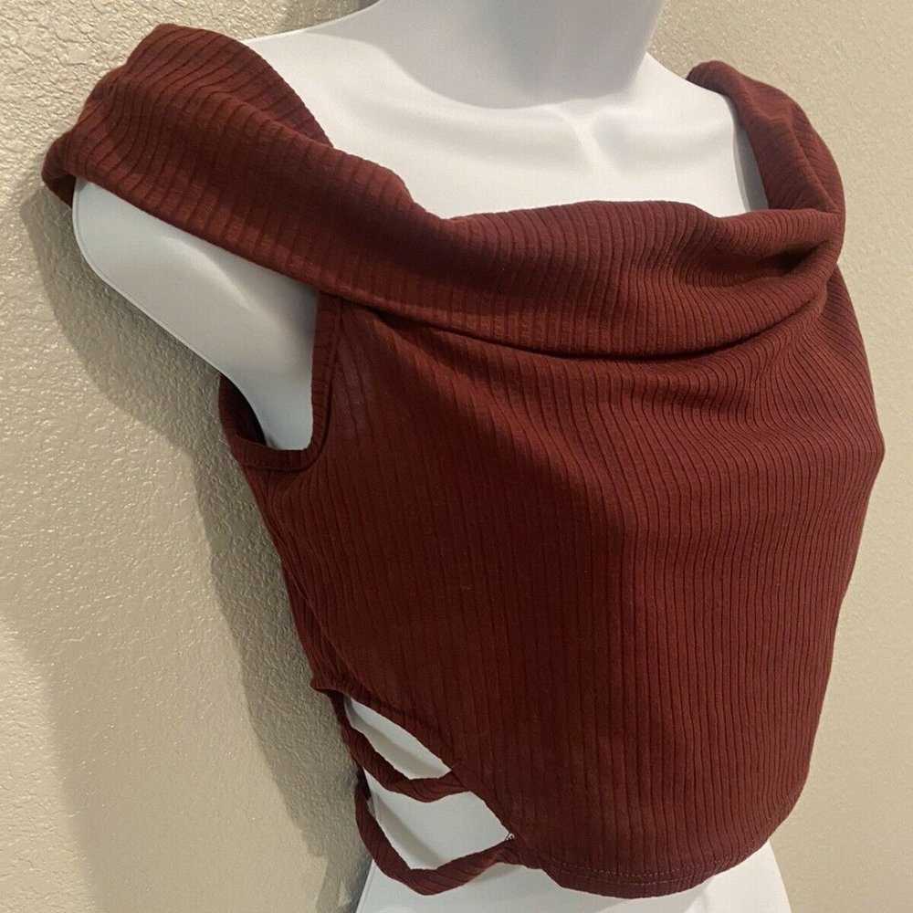 Off-Shoulder Maroon Burgundy Ribbed Crop Top